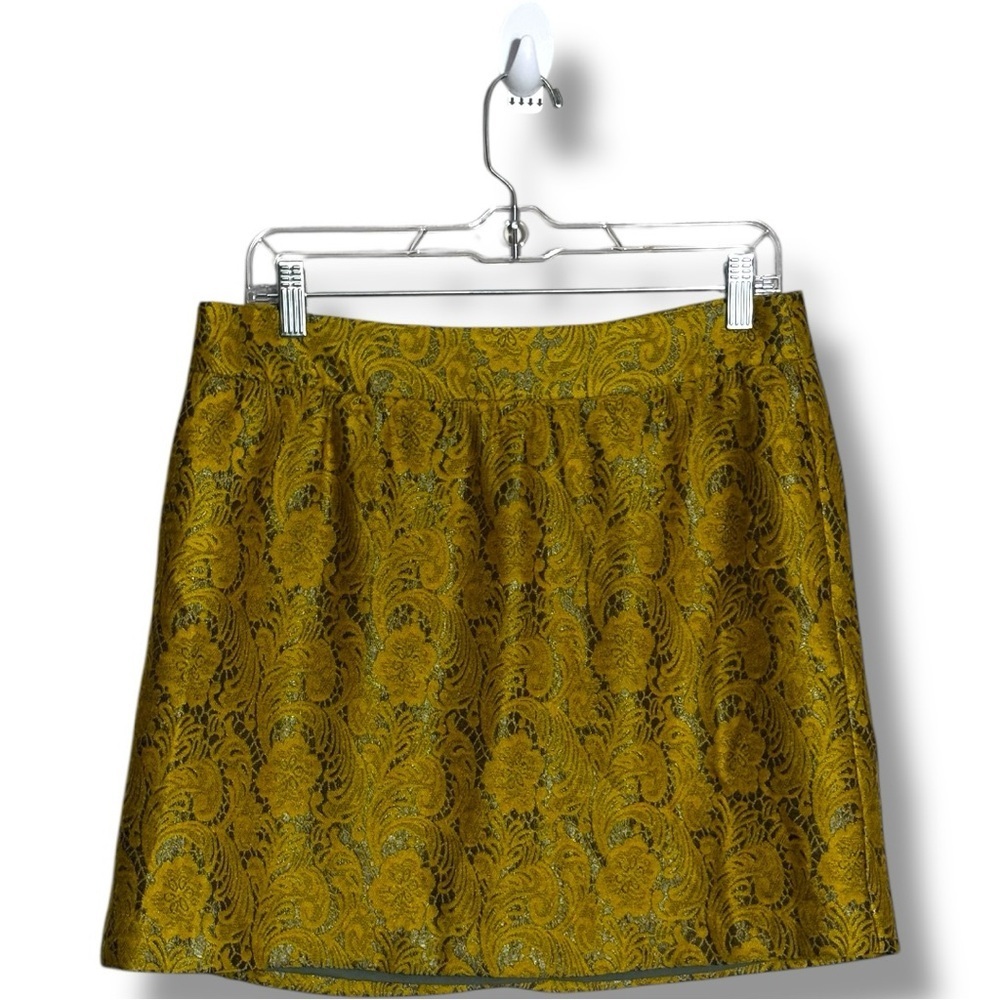 Banana Republic Yellow/Gold Brocade Patterned High Waist Bubble Mini Skirt - Picture 12 of 14